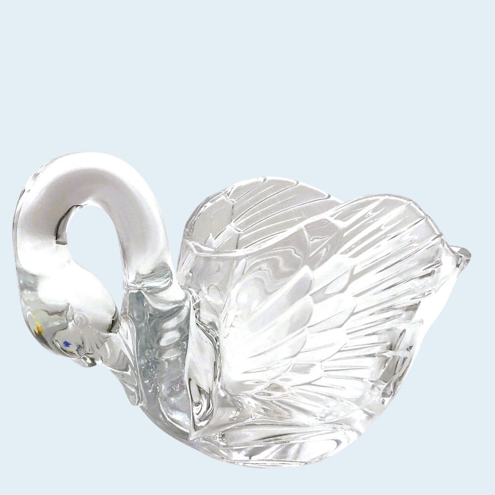 Cristal d'Arques Lead Crystal Swan Gravy Boat Bowl Pouring  Sauce Centerpiece